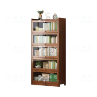 臻远ZY4100921 书架置物架落地简易家用书柜带门防尘储物柜 六层70茶色