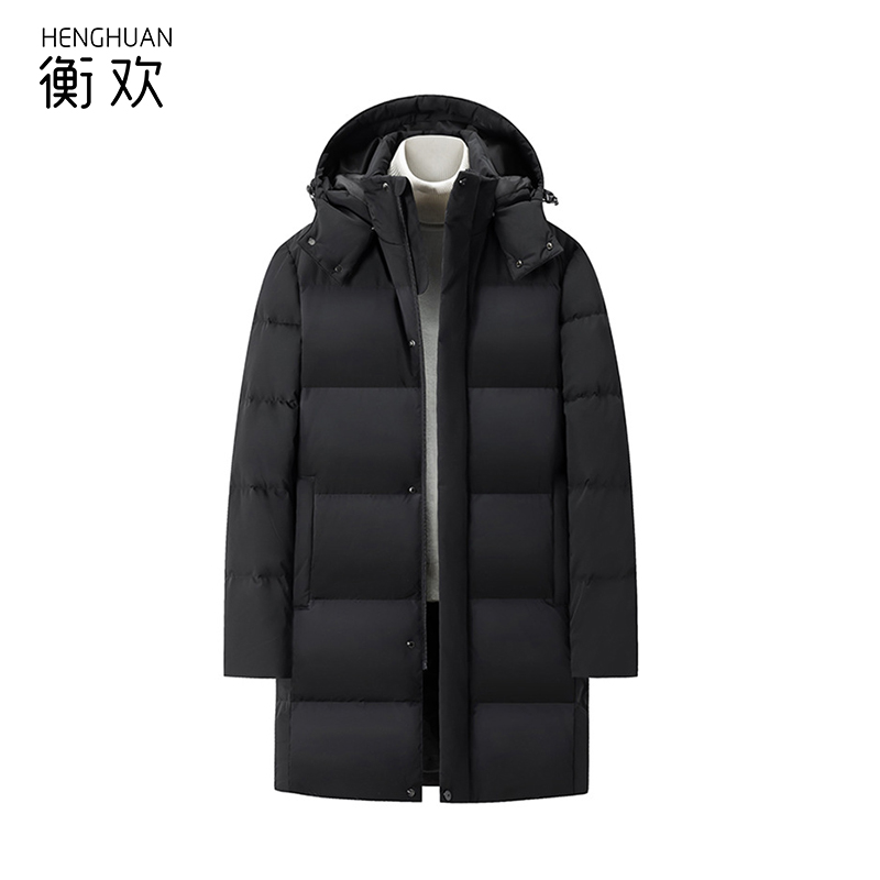 衡欢(HENGHUAN)高端加厚90白鸭绒中长款羽绒服 RZ-MJ12/件(黑色/XXL码)