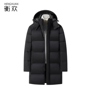 衡欢(HENGHUAN)高端加厚90白鸭绒中长款羽绒服 RZ-MJ12/件(黑色/XXL码) 黑色 XXL