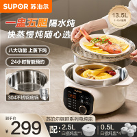 苏泊尔(SUPOR)电炖锅电炖盅一锅五胆4.5L总容量陶瓷内胆上蒸下炖燕窝隔水炖24小时预约2-5人DZ25YC876