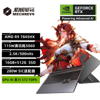 机械革命(MECHREVO)蛟龙16Pro 2025款 16英寸旗舰游戏本 强芯学生设计笔记本电脑锐龙版R9-7845HX RTX5060 64G 2T 2.5K 定制 灰