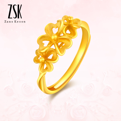 ZSK珠宝黄金戒指女十里花香999足金女士戒指开口花朵金戒指时尚百搭送女友送妈妈（计价）3.25克含工费40-