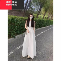 YIBUSHENG黑色连衣裙2024新款女裙子背心吊带法式季无袖长裙赫本风小个子