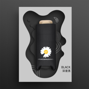 手动扁五折钢骨玻纤 加厚黑胶布 电镀金色磨砂手柄 YF-W2021010 晴雨两用伞