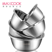 美厨(maxcook) 不锈钢盆筛 菜盆调料盆味斗沙拉盆五件套 加大加厚加深套盆 MCPW-5