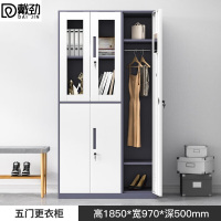 戴劲钢制拆装更衣柜铁皮衣柜宿舍车间多门衣柜办公室储物柜灰白五门