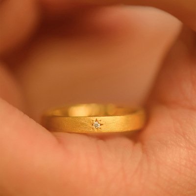 水星记拉丝锆石情侣戒指ins风高颜值小众设计轻奢个性简约饰品送女朋友老婆情人节七夕生日礼物