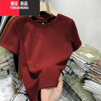 YIBUSHENG正肩短袖t恤女2024年季新款宽松内搭百搭圆领体恤薄款上衣