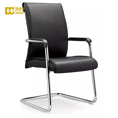 德诚和 金属弓形脚会议椅班前椅黑色牛皮DCH-C2007款 520*500*950mmH 把