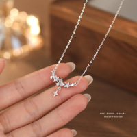 S925纯银精致小方锆满天星项链女ins小众设计高级轻奢锆石锁骨链送女朋友老婆情人节七夕生日礼物