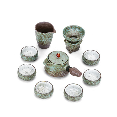 言艺(yanyi)日式功夫茶具套装整套茶盘家用复古窑变枯木逢春茶侧把壶9件套