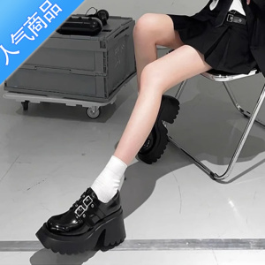 SUNTEK版!粗跟乐福鞋英伦风厚底小皮鞋女2023年新款矮子乐增高单鞋