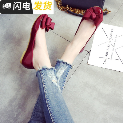 瓢鞋女春秋季圆头小码33-34浅口平底单鞋工作鞋平跟大码女鞋40-43启如休闲鞋