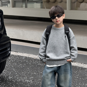 童酷儿童冬款湖州织里童装百搭刺绣针织衫圆领加厚男童毛衣潮