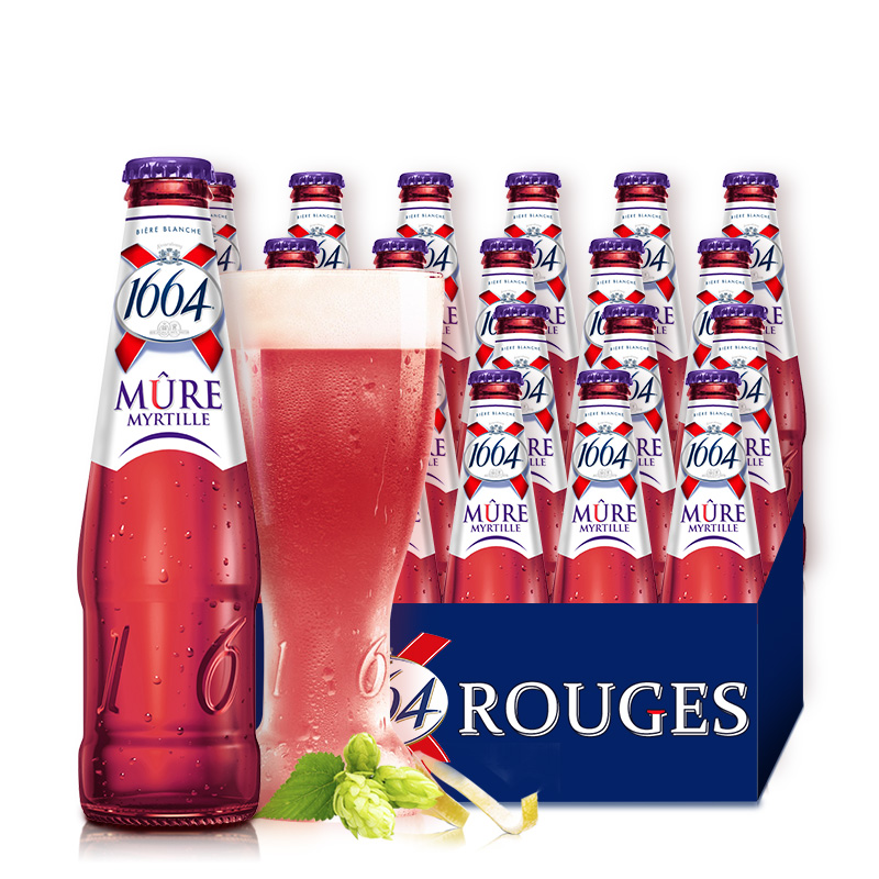 法国原装进口克伦堡1664蓝莓果味果啤250ml*24瓶整箱装(八月底到期)