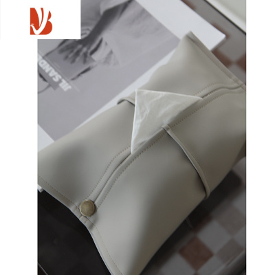 三维工匠哑光质感超纤皮车载纸巾套 咖色棕色纸巾盒装饰设计纸巾套 浅灰(普通款无绑带)