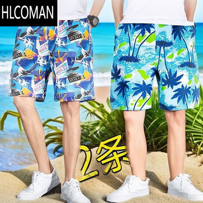 HLCOMAN男士夏季沙滩裤短裤男士五分裤大码中裤运动速干裤潮男休闲大裤衩