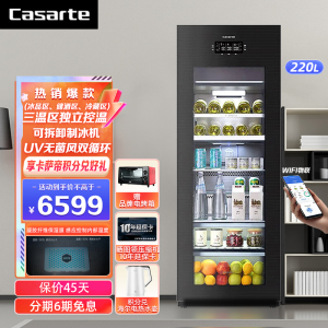 Casarte卡萨帝 220升 冷柜冰吧 红酒柜 立式冰柜 家用办公室茶叶柜 冷藏饮料展示柜侧开门 LC-220JE