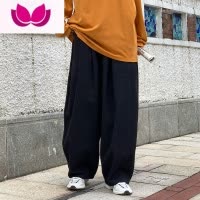 七斓日系复古白色polo男裤子阔腿工装裤潮牌宽松直筒街头风休闲灯笼裤