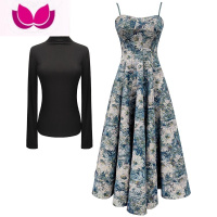 七斓气质名媛高级感吊带裙套装女法式复古重工刺绣连衣裙春装女