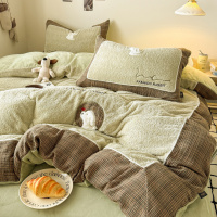 A类加厚米粒牛奶绒床单四件套法兰绒被套罩床笠巨好看的床上用品4