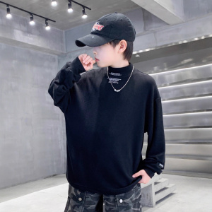 男童半高领德绒打底衫新款秋冬男孩长袖T恤儿童加厚内搭上衣