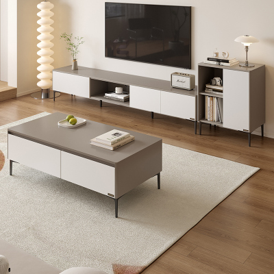 简约现代客厅家具组合双抽边桌茶几组合电视柜收纳储物柜