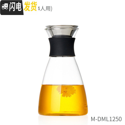 三维工匠冷水壶玻璃耐热高温防爆家用大容量凉白开水瓶透明扎壶果汁壶套装 1250(加厚款)凉水壶