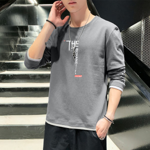 长袖T恤男士秋季新款韩版修身青少年初高中学生时尚印花秋装上衣