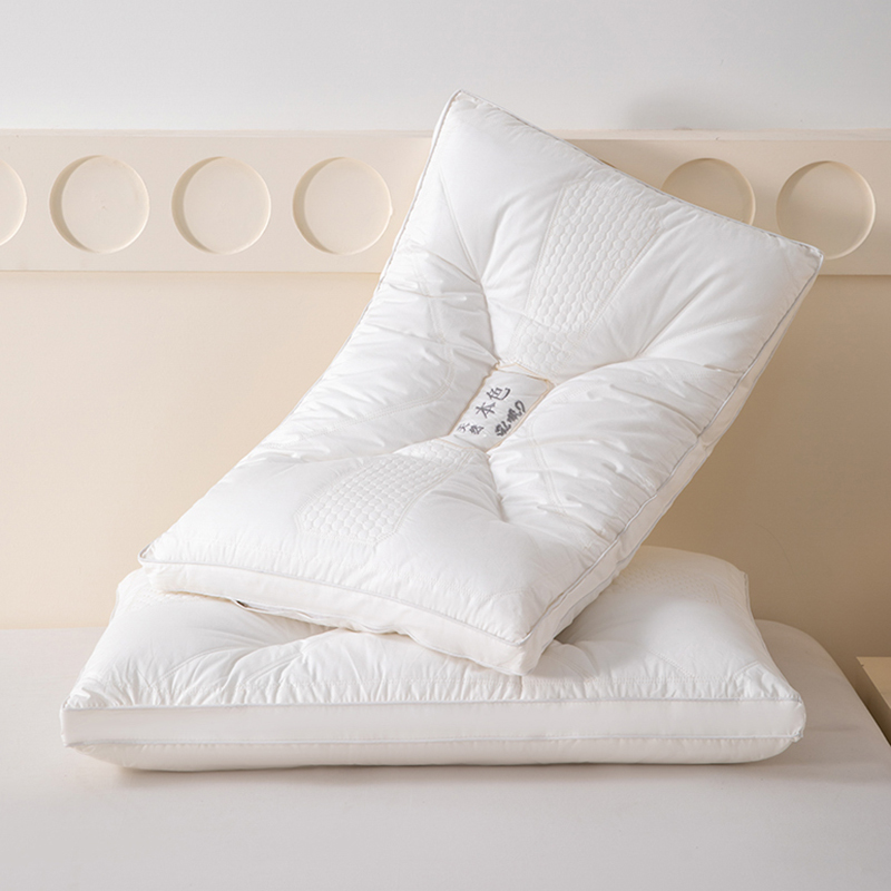 雅鹿全棉本色定型枕(一对)护颈椎承托助眠家用成人枕芯