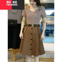 YIBUSHENG假两件拼接连衣裙女2024季新款气质收腰显瘦今年流行套装裙子薄