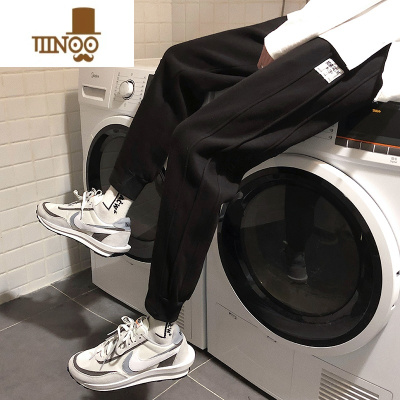 YANXU黑色运动裤男士款裤子男加绒修身休闲长裤男潮小脚裤男生卫裤