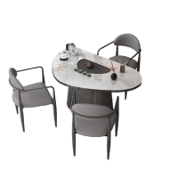 锦北 岩板茶桌椅组合现代家用阳台简约茶桌办公室泡茶桌 1.0桌+3主椅