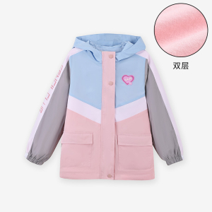 [1件3折]铅笔俱乐部童装春装新款女童外套中大童双层上衣儿童立领风衣