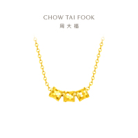 周大福 鱼鳞闪耀蹦迪转运珠黄金项链吊坠(工费460元)计价 EOF1153七夕礼物