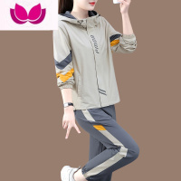 七斓运动休闲套装女2022年新款时尚大码女装连帽跑步服卫衣夏减龄