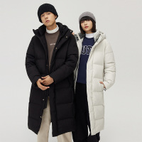 90绒冬季新款羽绒服男过膝长款情侣装潮牌纯色白鸭绒男女同款外套