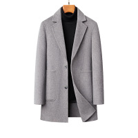 羊毛兔毛双面呢大衣男士秋冬羽绒脱卸内胆中长款西装领大衣外套男