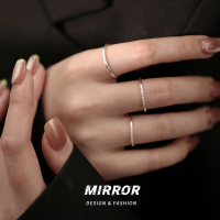 925纯银闪亮细圈戒指女指环素圈小众尾戒关节戒学生送女朋友老婆情人节七夕生日礼物