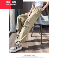 YIBUSHENG美式冰丝速干工装裤女季新款高腰运动长裤卡其色休闲裤天裤子