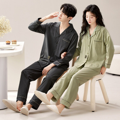 情侣睡衣女春秋冬季德绒长袖长裤氛围感一男一女男士家居服套装