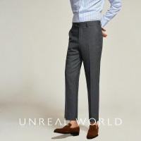 尘界垂感修身西裤 男士商务西装裤 深灰色鸟眼纹上班职业挺括裤子