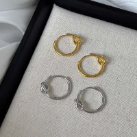 s925银针打结耳圈女高级感素圈耳扣耳环小众设计个性冷淡风耳饰送女朋友老婆情人节七夕生日礼物