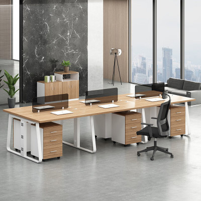 域赢办公桌椅组合财务办公桌职员工位屏风隔断卡位电脑桌六人位含柜