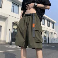 夏季松紧腰带工装短裤男士痞帅复古美式机能风休闲宽松五分裤
