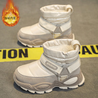 冬季新款加绒加厚高帮套脚雪地靴中大童男女同款休闲保暖棉鞋童鞋