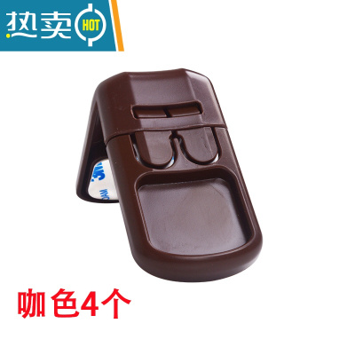 显彩儿童锁扣抽屉锁安全婴儿防开防夹手免打孔饮水机柜子柜门锁 P-D236(4个咖色)房门安全扣