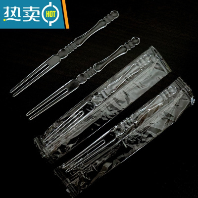 敬平水果叉子单独包装塑料果叉透明独立小叉商用家用创意蛋糕签 竹节叉透明独立包装200支牙签