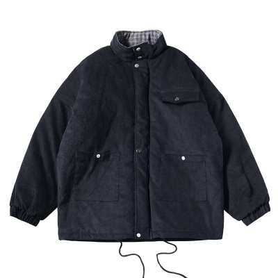 NEWLAKE日系复古夹棉外套灯芯绒加厚冬季翻领工装棉衣纯色男女情侣夹克潮棉衣