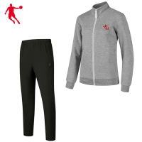 乔丹 运动长袖长裤套装 运动套装 KWD41213294+KKL43211277 灰花灰+黑色 4XL 套